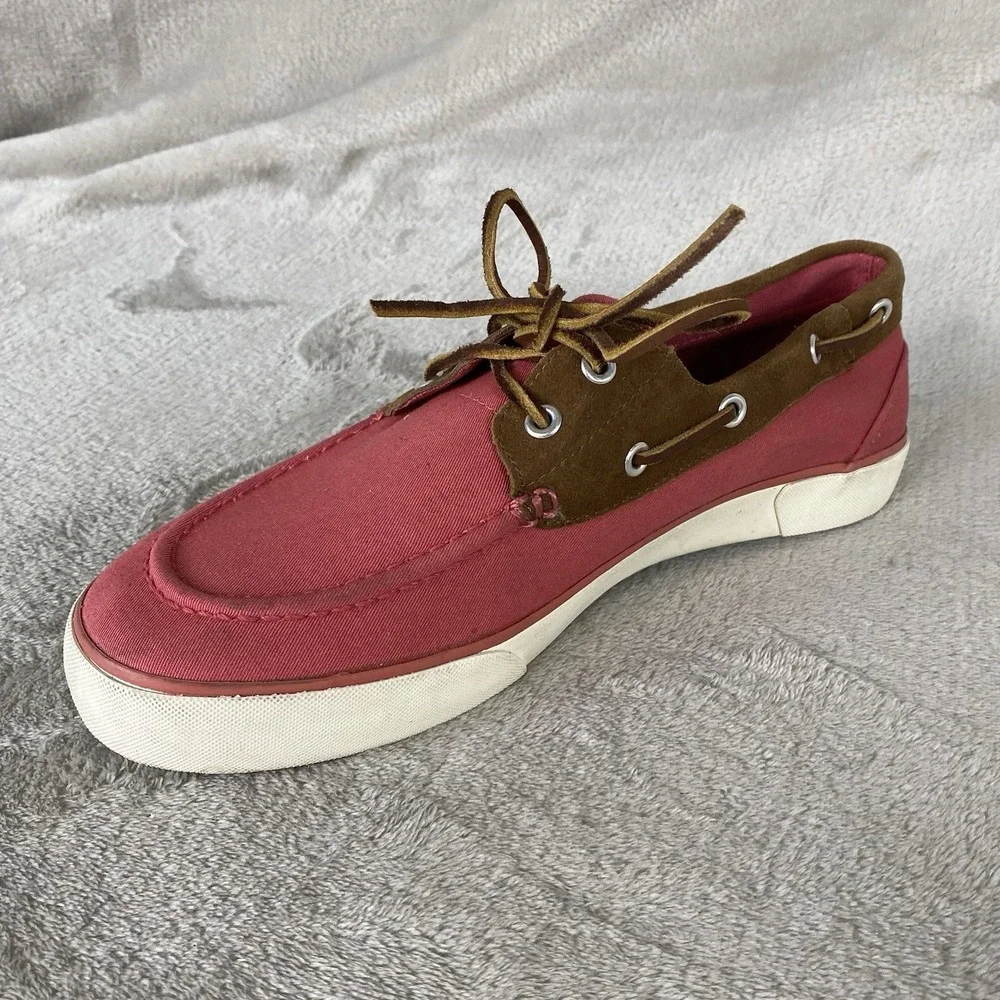 Polo Ralph Lauren Rylander Mens Loafer Slip On Size 10 Red Canvas Boat Shoe NEW
